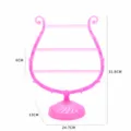 Roze middelgrote harp sieradenstandaard 57 gaten ketting oorbel organizer opbergrek. - Roze