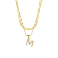 Double-layered gold chain necklace featuring a pearl letter M pendant for women - Letter M