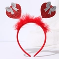 Valentine's Day headband featuring red sequin hearts and silver glitter bow details - Style 24