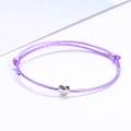 Minimalist purple cord bracelet with silver heart pendant and adjustable knot - Purple/Silver