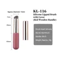 Pennello labbra portatile in silicone KL-116 con tubo in alluminio e manico in betulla - Manico in Legno Rosso Porpora