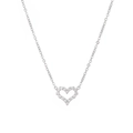 Collar con colgante de corazón hueco engastado con circonitas y elegante cadena plateada - Plateado