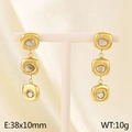 Pendientes dorados con piedras ojo de gato y circonitas, tamaño 38x10mm - Dorado (KE116261-GC)