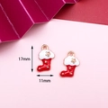 Christmas stocking alloy enamel pendants in red and white with gold stars for DIY jewelry - 10# Christmas Sock