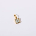 Golden square stainless steel pendant featuring a light blue cubic zirconia birthstone - March Birthstone Pendant
