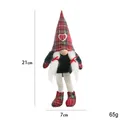 Handgemaakte kerstkabouter met rode geruite hoed en witte vlechten, 21 cm kerstdecoratie - Vrouwelijke Stijl (Vlechten)