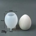 Vertical striped egg silicone mold for DIY candles with clear size measurements - Striped Egg