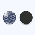 Detailed view of evil eye glass fridge magnet with circular magnetic backing - Greek Fret Border Design (JY006352-6)