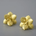 Matte gold floral stud earrings in 925 silver with elegant brushed finish for women - Gold