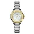 Two-tone stainless steel watch with diamond-set bezel and white mother-of-pearl dial - Gold Case White Dial