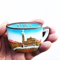 Souvenir magnet shaped like a blue coffee cup featuring the Siena Italy skyline - Siena Cup View