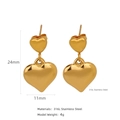 Minimalist gold 316L stainless steel heart dangle earrings with 24mm size dimensions - Dangle Heart Style (HE0016G07)