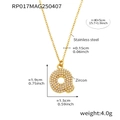 Golden stainless steel letter Q necklace with white zircon pavé and size dimensions - Rp017-q Letter Gold Necklace 40+5cm