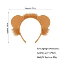 Plush brown lion ears headband for Halloween costume parties, size 21x16cm and 20g weight - Lion Ears Headband