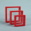 Three red PE film square jewelry display boxes in tiered sizes for floating storage - Red / Round Base (1pc)