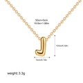 Detailed dimension guide for golden bubble letter J pendant necklace with size labels - Letter J