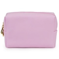 Borsa da trucco rosa in pelle Saffiano con cerniera dorata per prodotti cosmetici - Grande / Rosa