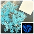 Light blue glow in the dark star wall stickers with adhesive pads for room decoration - Thin Version/100 Pieces Pack / 2cm/Glow / Blue