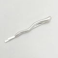 Detail of silver wavy irregular metal hair clip on a clean white background - Single 3# / Sand Silver
