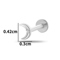 Titanium maan oorknopje met platte achterkant en heldere edelsteen in zilver - Sikkelmaan Stijl (T2510-1#银)