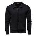 Schwarze Herren-Strickjacke mit Reißverschluss, klassischem Kragen und langen Ärmeln - S / Schwarz