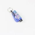 Blue rhinestone emergency escape tool with seatbelt cutter and glass breaker keychain - Blue Stripe