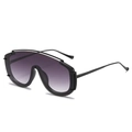 Gafas de sol tipo escudo oversize con montura negra y lentes de degradado púrpura - Montura Negra Lente Gris Doble