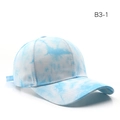 Classic six-panel baseball cap featuring a blue and white tie-dye cotton twill pattern - Blue and White Tie-dye (B3-1)
