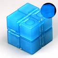 Stress-relieving blue translucent infinity cube toy with folding mechanism and glow effect - Luminous Blue