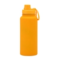 Matte orange 1L stainless steel sports bottle with integrated handle for outdoor use - Earth Yellow - Sport