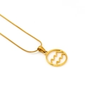 Gold Aquarius hollow pendant on snake chain necklace for women, stainless steel finish - Aquarius
