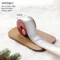 Ruban de Noël champagne doré avec paillettes blanches pour sapin, 6,3 cm x 9,14 m - 6.3cm*10 Yards / Champagne Or Style C (Bord Pailleté Satin Blanc)