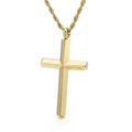 Minimalist gold stainless steel cross pendant necklace with polished twist rope chain - 60CM / Gold