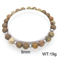 Bracelet de 8mm en jaspe paysage naturel avec perles intercalaires en argent pur - Motif Jaspe Marbre Jaune (KB205855-Z)