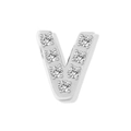 Polished silver letter V charm pendant with micro-pave sparkling cubic zirconia stones - Letter V - Steel Color