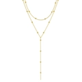 Layered gold Y-shaped necklace featuring delicate beads and minimalist tassel design - Double Layer Gold 1