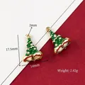 Green enamel Christmas tree alloy charms with white crystals and gold base 17.5mm - 16# Gold Christmas Tree