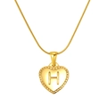 18K gold plated heart necklace featuring letter H pendant on a sleek snake chain - Heart Letter H (S-P151-H)