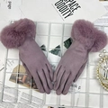 Women's winter thermal suede gloves in dusty purple with plush faux fur cuffs - One Size / Mauve