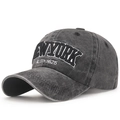 Berretto da baseball grigio scuro lavato con ricamo bianco New York Est. 1625 - Nero