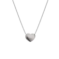 Minimalist silver heart pendant necklace with 3D design on a fine box chain - Smooth Heart Necklace