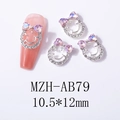 Detail of pink crystal heart bow and smiley face nail charm, dimensions 10.5x12mm - Starry Pink (AB79)