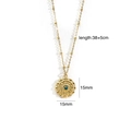 Detail der 14K gold 316L Edelstahlkette mit 15mm blauem Kristall Anhänger Rundschliff - Rund Strukturiert / Blau