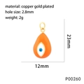 Amulett mit orangefarbenem bösen Blick aus vergoldetem Kupfer für Halsketten - Orange/P00260