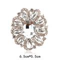 Floral crystal brooch with oval rhinestone and 6.5cm size for women coats - White with White Rhinestones