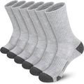 6-pack of men's athletic crew socks in light grey with reinforced cushioned heels - Free Size 39-47 / Gray