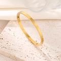 Minimalist golden hinged bangle bracelet with polished finish on a stone base - LZ0878 Polished 4mm / Gold