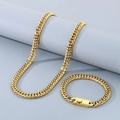 Set collana e bracciale a maglia cubana dorata in acciaio con chiusura quadrata - 9mmb Oro / Bracciale 21cm