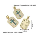 Copper 18K gold plated cross pendant with cubic zirconia and opal inlay 1.5x2.4cm - Style G-Green Blue Opal