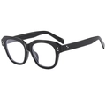 Classic black thick frame sunglasses with silver triple rivet accents and side view detail - Glossy Black Clear Lens (Anti-Blue Light)